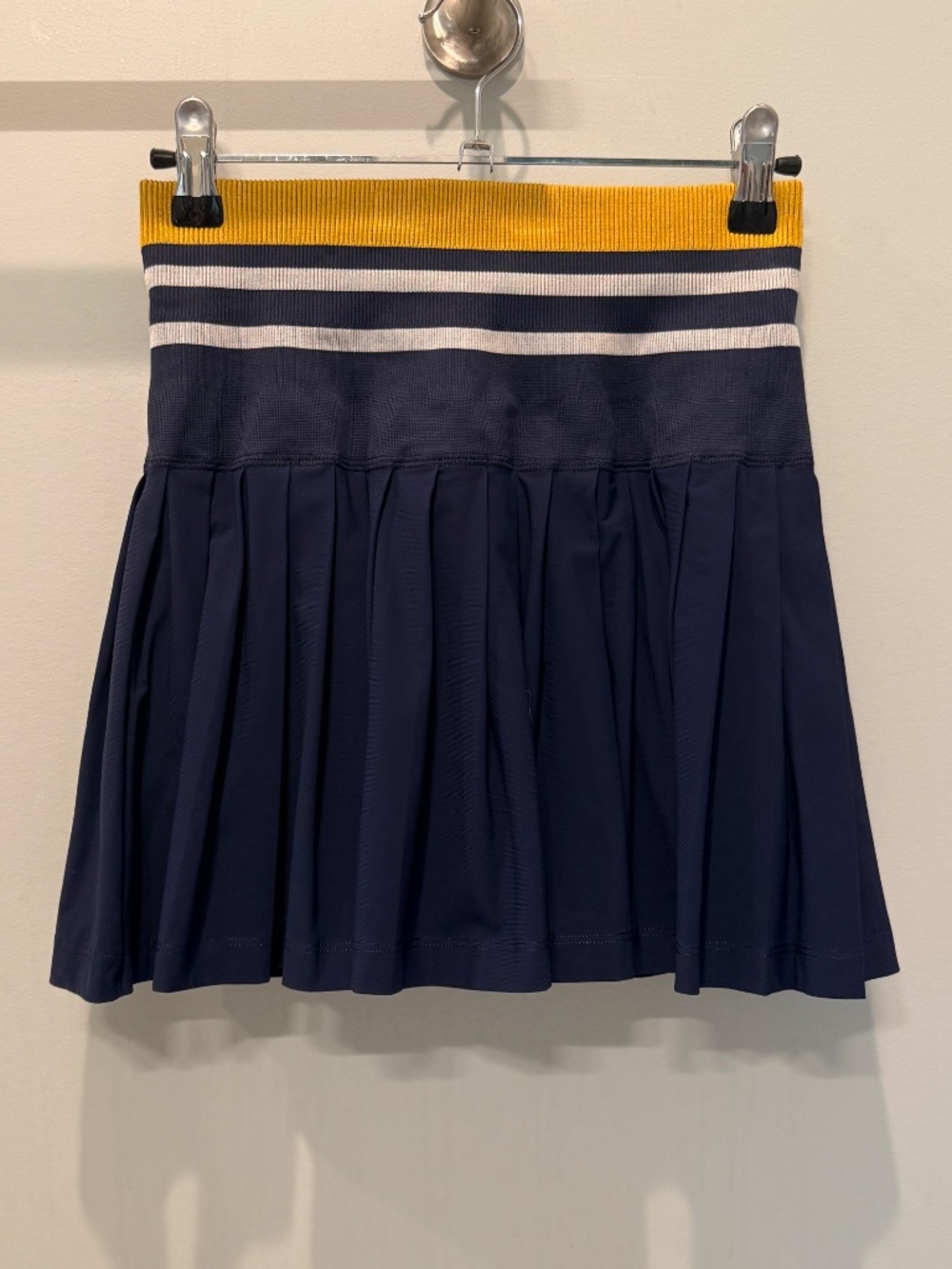 Wilson Midtown Pleat High Rise Tennis Skirt Striped Waistband - Navy - XS